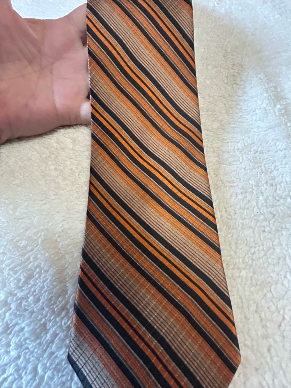 🎁3 for $30 - Striped Orange and Black Necktie